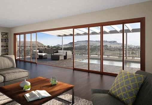 Large custom sliding door opening to a Colorado patio